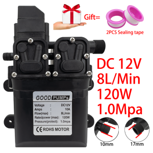 Durable High Pressure Diaphragm Water Pump DC 12V 120W 8L/Min High Pressure Self-priming Diaphragm Water Pump with Automatic