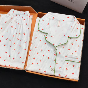 Áo Ngủ Dài Tay Bằng Cotton Nguyên Chất Cao Cấp Mùa Xuân Hè Áo Mặc Ở Nhà Cho Phụ Nữ Trung Niên Và Người Cao Tuổi Có Thể Mặc Ngoài Trời Bộ Đồ Ngủ Hai Mảnh