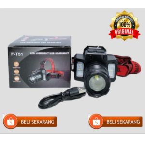 Senter Headlamp Kepala Super Terang Sensor Gerak Zoom T8 F-T51 Berkualitas