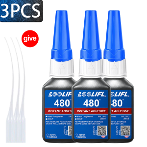 LOOLIFL | Multi‑Purpose 20G 480 Black Super Glue High Strength Instant Adhesive For Tire Repair Rubber Seals Gaskets Shoes Metal Plastic