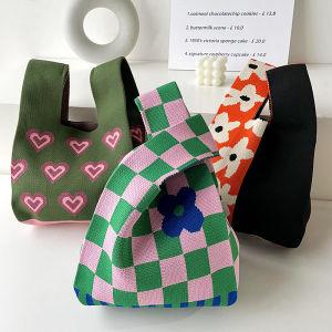 16 styles Japanese Knot Casual New Arrvial Flower Handbag Knitted Shoulder Bag Student Capacity Reusable Female Shopping Bags