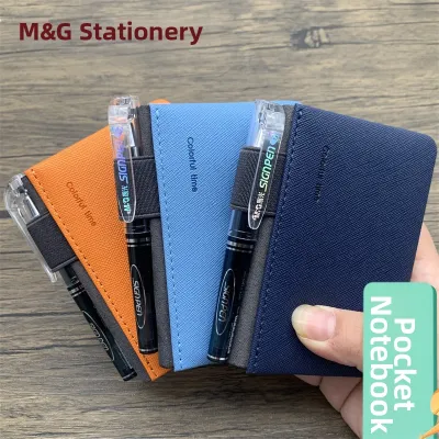 Portable Mini Pocket Notebook Morning Light A7 Hard Cover Leather Surface Small Size Travel Journal Stitched Binding Vocabulary Notebook