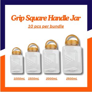10 pcs | Grip Square Handle Jar | Candy Jar