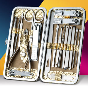 New 19pcs Manicure Set Complete Original Stainless Carbon Steel Kit Box Nail Clippers Set Premium Personal Care Pedicure Tools
