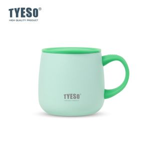 TYESO | TYESO 355ml Vacuum Insulated Coffee Mug Stainless Steel Ceramic Coating Mug with Handle Lid Home Office Hot Cold Drinking Cups