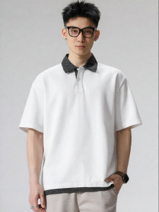 Wood soon | Retro Polo Shirt Loose Color Block Half Sleeve