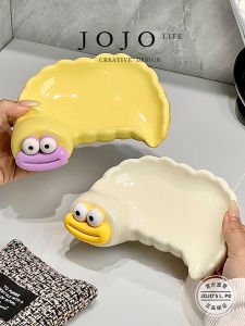JOJOS L. PD.rob Ceramic Soap Dish with Draining Design Home Use No Punching Soap Tray Nordic Style Cartoon Element for Everyone