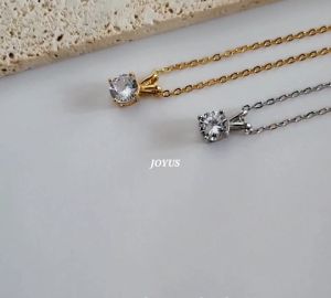 JOYUS Ryita Titanium Stainless Steel 18K Gold Waterproof Zirconia Chain Necklace Birthday Gift Box