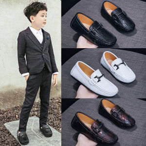 Childrens Genuine Leather Shoes Soft Bottom Suit Shoes for Piano Performances Boys Bean Shoes Spring Autumn Seasonal Wear