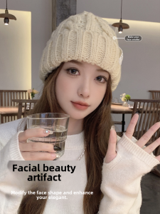 Womens Knitted Woolen Hat Winter Spring Autumn Fashion Brand Face Slimming Large Head Circumference Trendy Cold Hat
