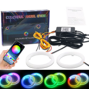 12V 24V Motorcycle RGB Angel Eyes Halo Rings Lights With Turn Signal Lights APP Control LED Car UTV Motorcycle DRL Headlight