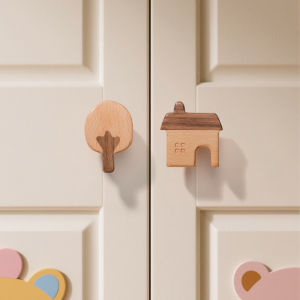 INNDUN | Creative House-shaped Childrens Wardrobe Handle Solid Wood