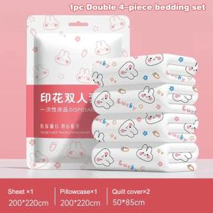 Disposable Bedding Set Nonwoven 4 Pieces Waterproof Extra Thick Sheets Duvet Cover for Hotel Hospital Spa Travel