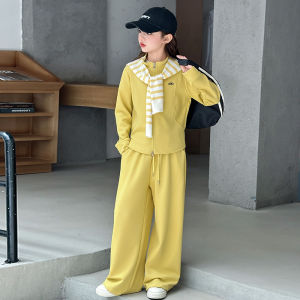 MPW | ชุดเด็กผู้หญิง ชุดสองชิ้น ฤดูใบไม้ผลิและฤดูใบไม้ร่วง ลำลอง เสื้อคลุม แฟชั่น เสื้อสเวตเตอร์ ผ้าฝ้ายผสมโพลีเอสเตอร์