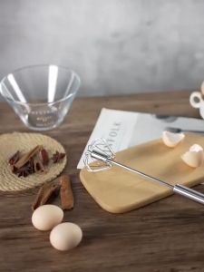 Auto Push Rotation Hand Push Stainless Steel Whisk Mixer Egg Beater Cream Frother Dressings Blender