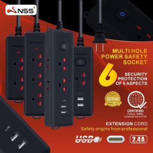 Nss 3 Meters Expansion Cord Multi-Function Socket with Switch USB Socket Security Aspect Protection