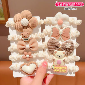 Autumn Winter High Elasticity Flower Headbands Girls Cute Hair Accessories Milk Coffee Color Hair Ties Children Hair Bands