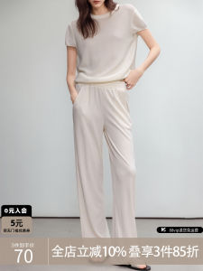 Comfortable High Waist Striped Texture Wide Leg Pants Womens Casual Loose Fit Polyester Elastic Fiber Durable Fashionable