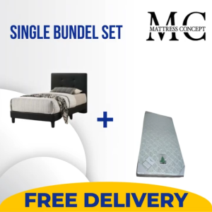 [ LOCAL SELLER ] SINGLE BUNDLE BED SET FAUX LEATHER DIVAN BEDFRAME WITH 5 INCH FOAM MATTRESS ( FREE DELIVERY )