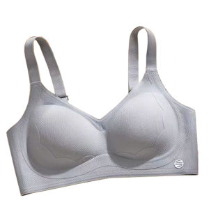 Seamless Lifting Bra Womens Simple Full Fixed One-Piece Wide Strap Anti-Sagging Gathered Underwear Nylon Fabric U-Neck Style