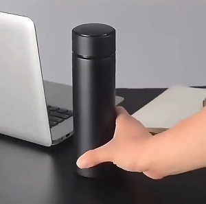 Elegant 500ml Stainless Steel Thermal Flask with LCD Display and Glass Lid. Smart water cup. Tea and water separation. High-value cup