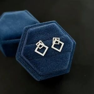 ESCOBAL✨ต่างหูเงินแท้ Forever signature จี้เพชร Moissanite ต่างหูเพชร ต่างหูแฟชั่น ตุ้มหูเงินแท้ ต่างหูเกาหลี ตุ้มหูเพชรรูปสีเหลี่ยม ใส่ได้ทุกโอกาส ของขวัญแทนใจ