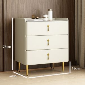 Modern Minimalist Luxury Bedroom Nightstand Storage Cabinet Korean Style Overall Low Height Drawer Furniture Wood Material