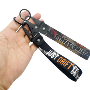 New JDM Style Car Keychain Gift Keyring Auto Motorcycle Wanted Key Steel Spring Clip Key Starp Key Pendant Accessories Drift it