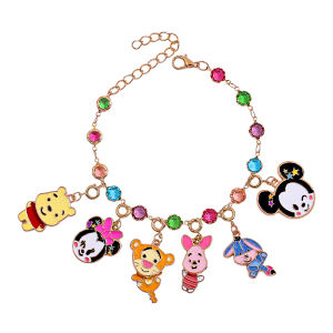 Disney Creative y2k Rhinestone Mickey Series Pendant Bracelet Personalized Charm Mens and Womens Toys Accessories