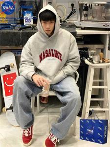 Heavyweight Trendy Hoodie Mens Autumn Winter New American Retro Loose High Quality Couple Jacket Letter Print Casual Sweatshirt