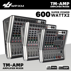 DJWPXM TM-AMP Professional Power Audio Mixer Amplifier 4/6/8 Channel 600W×2 Bluetooth USB Sound Mixing Console 256 DSP Effects for Stage Karaoke Live