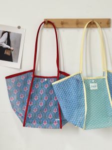 Korean Style Floral Net Pocket Handbag Summer Beach Bag Swimsuit Storage Bag Hollow out Small Niche New Products