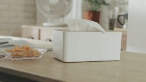 กล่องใส่ กลม ถาด ทิชชู่ พร้อม ฝาปิด กัน ถอด ออกได้ กล่องกระดาษ ฝาไม้ Tissue Box สีเหลี่ยม