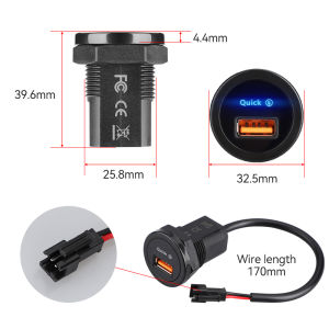 54W 12V RV Type-C USB Power Outlet QC 3.0 Port Quick Charger Socket Car Charger for Marine Boat ATV Motorcycle Truck