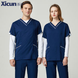 Short Sleeve Medical Uniform Set for Men And Women Dental Office Surgical Room Nurse Work Outfit Polyester Fabric Healthcare Uniforms