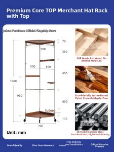 Moveable Space-saving Corner Suitable Stainless Steel & Wood Coat Rack