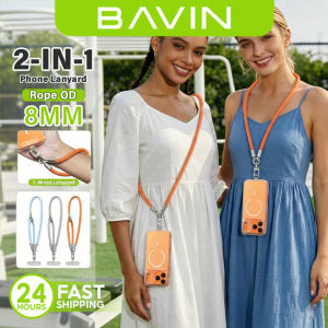 BAVIN BE21 2-in-1 Detachable Double Rope Phone Lanyard Crossbody & Wrist Worn for Phone Case w/ Detachable Key Ring