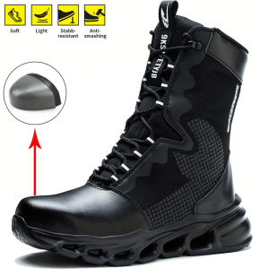 Safety Shoes Men Boots High Top Work Sneakers Steel Toe Anti-smash Puncture-Proof Work Boots Breathable Indestructible Shoes