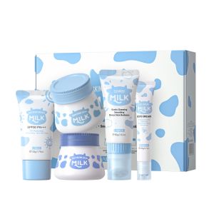 LAIKOU Milk Skincare 5-Step Set │ Hydrating Brightening Sunscreen │ For Glowing & Soft Face
