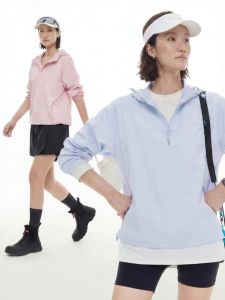 Spliced Half-Zip Loose Hooded Top