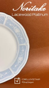 NORITAKE 100%New - Lacewood Platinum - Combo 02 Dĩa Lam Anh Ngân Diệp Vân Nổi Viền Bạch Kim