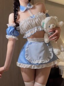Cute Maid Uniform Cosplay Dress Lolita Style Girls Dress Anime Themed Mini Skirt with Blouse Suitable for All Seasons