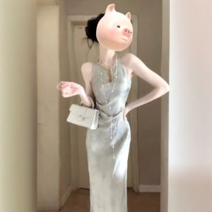 CHANGTONG | Elegant Retro Style Sheath Long Dress 2026 Summer