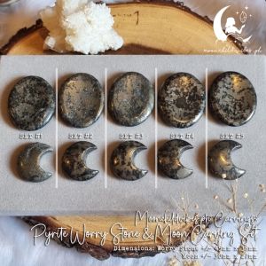 Pyrite Worry Stone & Moon Carving Set - SOLD PER SET