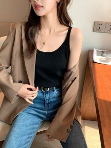 Pure Color Summer New Style Womens Knitted Ice Silk Vest Sleeveless Top Inner Wear Casual Commute Loose Fit Single Piece