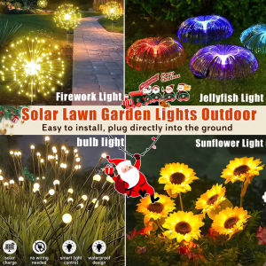 Christmas Lights Solar Power Outdoor Waterproof Garden Lights Solar Firework Light 7 Colors Jellyfish Lights Sunflower Light Halloween Fairy Lights Lawn Landscape Lights Christmas Tree Wedding Party Festival Decoration Lawn Garden Walkway Ambience Lights