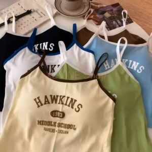 เสื้อครอปสายเดี่ยวไหมพรม สีซัมเมอร์น่ารัก แมทช์ง่าย ผ้านิ่มผ้ายืดใส่สบาย  มีฟองน้ำใน ตัว