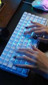 TMKB T84SE Gaming Keyboard 75% Layout Mechanical Keyboard 84 Keys Blue LED Backlit USB C Wired Charging Mode Applicable to Mac/Win/Linux