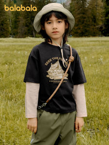 Balabala bé trai áo phông ngắn tay cotton in 2025 xu hướng xuân hè