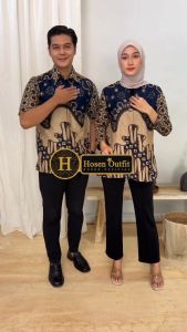 Blus / Blouse Atasan Batik Wanita Perempuan Cewek Kerja Kantor Modern Lengan Panjang Motif Kawung